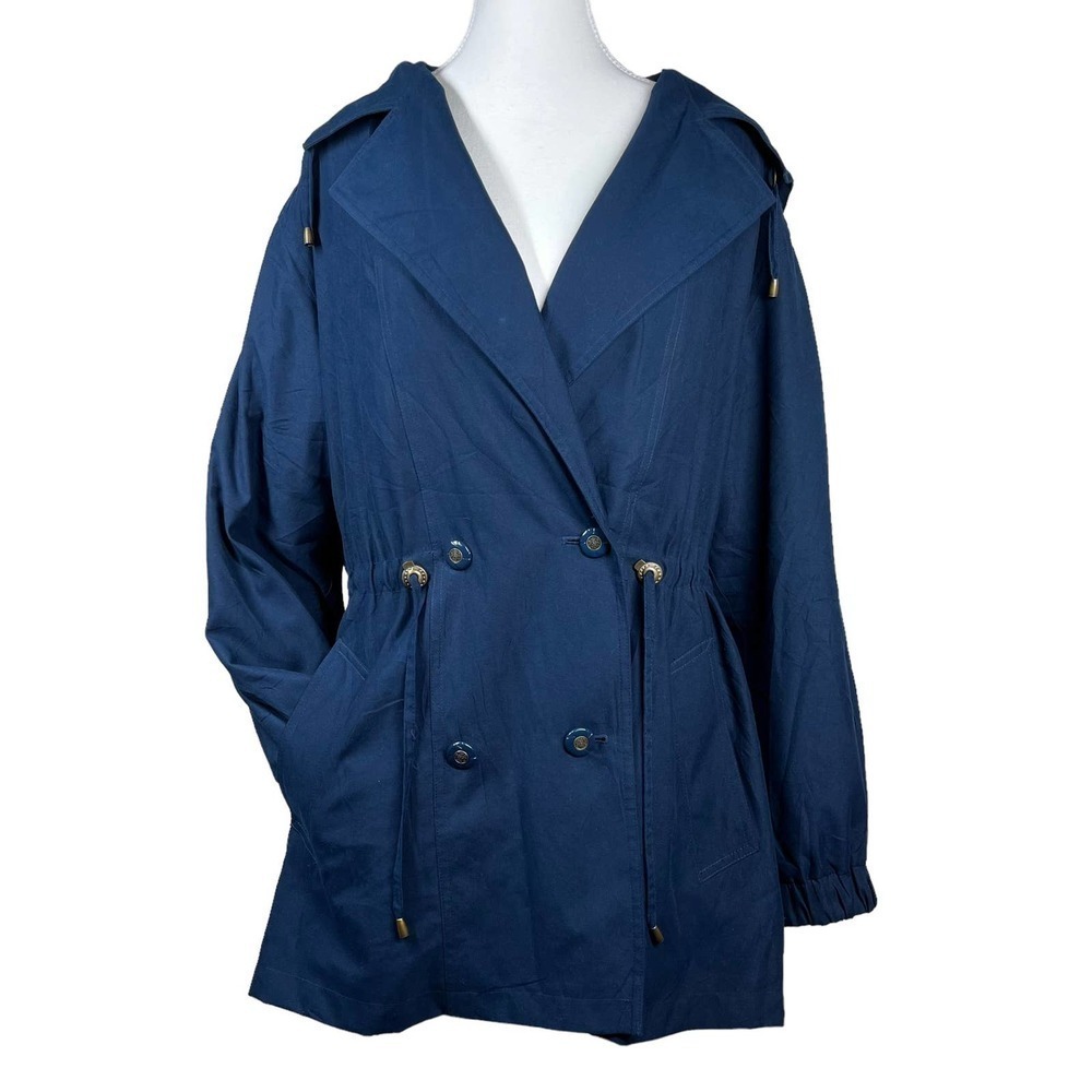 Vintage 90’s Jacqueline Ferrar‎ Coat Hooded Navy Blue Small